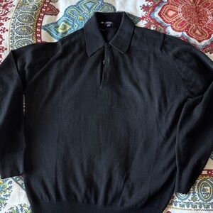 Burberry Black Crewneck Polo Sweater